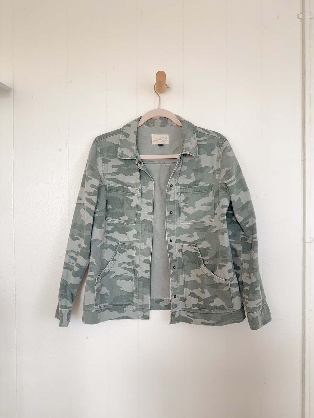 Universal Thread Camo Knit Denim Trucker Jacket Green Sage Women's XS New
